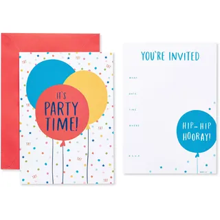 American Greetings Party-Einladungen und Umschläge, perfekt für jeden Geburtstag oder besonderen Anlass, mehrfarbige Luftballons (25 Stück)