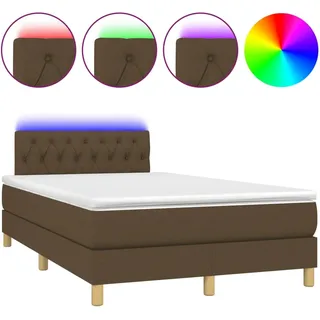 vidaXL Boxspringbett mit Matratze & LED Dunkelbraun 120x190 cm Stoff - Braun