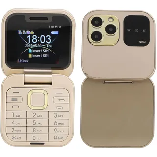 2G Flip Handy, 2024 Neues MI NI Flip Handy, 2 SIM Karte, Kleines Display, Faltbares Handy, mit FM Radio, Magic Voice, Blacklist, Schnellwahl Vibration, für Senioren (Gold)