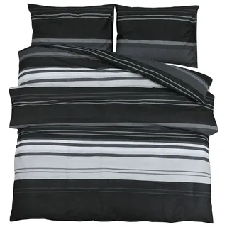 Bettwäsche-Set Schwarz und Weiß 240x220 cm Baumwolle - Schwarz