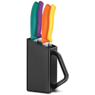 Victorinox Swiss Classic, Messerblock, Messerhalter, Inkl. 4 Steak- & Pizzamesser-Block, 5tlg, assortiert, Schwarz