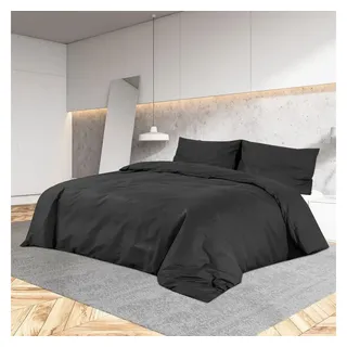 vidaXL Bettwäsche-Set Unifarben Schwarz 140 x 200 cm