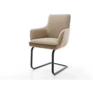 Freischwinger Heira-Flex mit Armlehnen Materialmix Schlamm Freischwinger flach Schwarz Taschenfederkern