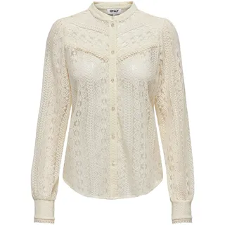 ONLY Damen Onlreba Lace L/S Shirt WVN Noos, Egret, S