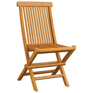 vidaXL Klappstühle mit blauen Kissen, 4 Stück, Massivholz Teakholz - Blau