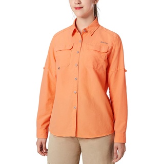 NAVISKIN Damen Bluse UPF 50+ Sonnenschutz Langarmbluse Outdoor Ultraleicht Wanderhemd schnelltrocknend Langarmshirt Orange Size S