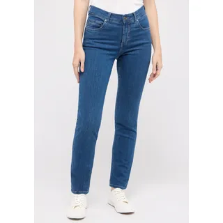 Straight-Jeans ANGELS "CICI", Damen, Gr. 42, Länge 28, blau (mid blau), Denim/Jeans, Obermaterial: 92% Baumwolle, 6% Polyester, 2% Elasthan, slim fit, Jeans Straight-Jeans, Straight-Schnitt, Slim fit Passform, aus Baumwollmischung