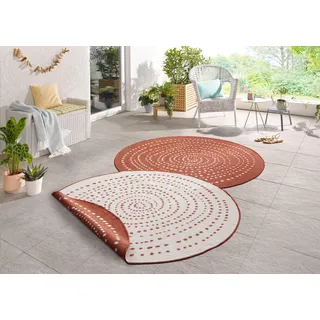 Northrugs Teppich »Bali«, rund, 5 mm Höhe, In-& Outdoor, Wetterfest, Balkon, Garten, Wohnzimmer, Wasserfest NORTHRUGS terra Ø Wendeteppich Modernes Punkte Design Läufer für Terrasse Wintergarten Wohnzimmerteppich in Creme