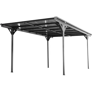 Westmann Einzelcarport Flachdach 3,05 x 5,03 m grau inkl. Regenrinne, Pfostenanker