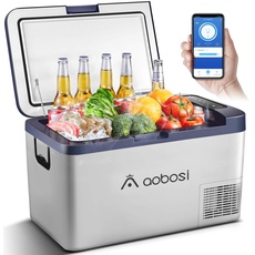 AAOBOSI Kompressor Kühlbox 25 Liter, Kühlbox 12V 230V, kühlbox elektrisch für Getränke und Essen, 12/24V Kühlbox für Auto, Lkw oder Boot, WiFi-Steuerung (Navy Blau)