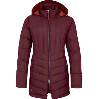 Steppmantel DEPROC ACTIVE "GILMOUR LONG WOMEN", Damen, Gr. 40/42 (M), rot (bordeaux), 100% Polyester, mit Gummizug, Mäntel Steppmantel, auch in Großen Größen erhältlich