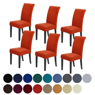 Howhic Stretch-Stuhlhussen für Esszimmer Set von 6, abnehmbare, waschbare Esszimmerstühlebezüge, Esszimmerstuhlhusse, Sitzschutz, ideal für Zuhause und Bankett, pürierter Kürbis, 6er Pack