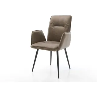 Esszimmerstuhl Vinja-Flex Mikrofaser Taupe Vintage 4-Fuß konisch Schwarz