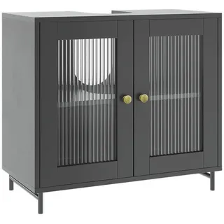Vicco Waschbeckenunterschrank Malte Grau 60 x 58 cm , Holzwerkstoff , 2 Fächer , Rechteckig , 60x58x30 cm , Badezimmer, Badmöbel, Waschbeckenunterschränke