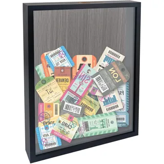 FramePro Reise-Schattenbox, schwarz, 28 x 35 cm, mit Schlitz, Filmreise, Sportveranstaltungen, Konzert, Tickets, Trinken, Bierdeckel, Erinnerungsbox