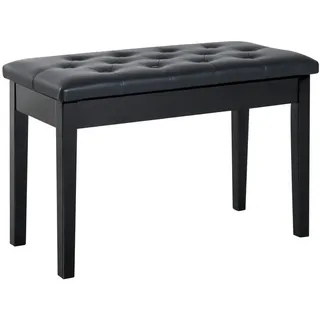 Homcom Klavierhocker Gummiholz Kunstleder Schwarz 76 x 36 x 50 cm