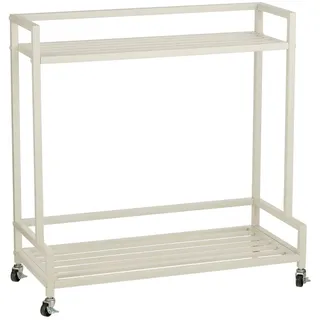MICA Decorations Greenrax Pflanzenregal auf Rädern - Pflanzenständer für Zimmerpflanzen, Außenpflanzen oder Gartengeräte - 80 x 35 x 81 cm - Eisen - Off-white