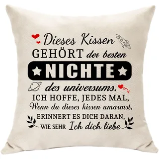 Hasodeo Original Stolz auf Nichte Kissenbezug Geschenke von Tante Onkel | Erinnerung Geschenke zum Nichte Ende der Prüfung Geburtstag Weihnachten Dekoration Kissen Idee Nichte Hochzeit Geschenke