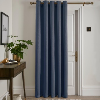 Fusion - Blauer Einzelvorhang B66 x L84 (168 x 214 cm) - 1 x Paneel - Ösenschal in Dunkelblau - Thermovorhang für Schlafzimmer/Wohnzimmer - Navy Vorhang & Drape - Türvorhang - Kollektion Strata