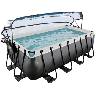 EXIT TOYS Exit Black Leather Pool 400 x 200 x 122 cm inkl. Sandfilteranlage, Abdeckplane, Poolleiter, Reparaturset