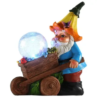 UKCOCO Dekorative Solarleuchten Solarzwerg-statue Gartenzwerg-statue Solar Gartenzwerg Lustige Sonne Gnomenskulpturen Mit Solarleuchten Led-gnome-licht Harz Laternenlicht Schreibtisch