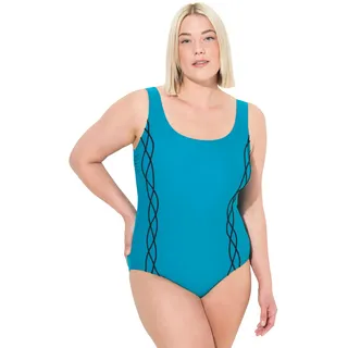 Ulla Popken Damen große Größen Übergrößen Plus Size Badeanzug, Pipings, ohne Softcups, Unterbrustband