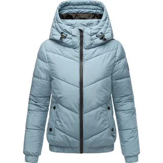 Marikoo Damen Winterjacke Steppjacke Recycelt Vegan Übergangsjacke gesteppt mit hohem Kragen und Abnehmbare Kapuze Nayanaa XVI Powder Blue Gr: 34 - XS - Hellblau