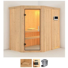 Bild von Sauna »Clara«, (Set), 9 KW-Bio-Ofen mit externer Steuerung beige