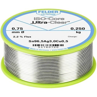 Felder ISO-Core Ultra Clear SAC305 Lötzinn Spule Sn96,5Ag3Cu0,5 0.250kg 0.75mm