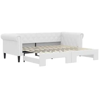 vidaXL Tagesbett Ausziehbar Weiß 90x200 cm Kunstleder - Weiß