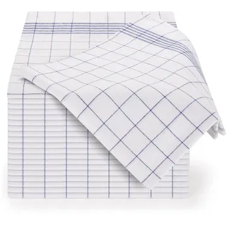 Blumtal 10er Set Premium Geschirrtücher - Hochwertige Geschirrhandtücher, 100% Baumwolle, blau kariert, 50x70cm
