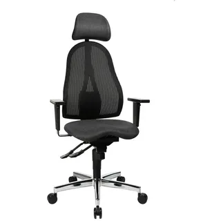 Topstar Drehstuhl , Schwarz , Metall, Kunststoff, Textil , Uni , Drehkreuz , 48x120-140x44 cm , Made in Germany , Büromöbel, Bürostühle, Drehstühle