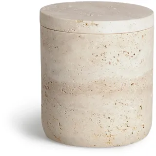 Möve Travertine Grace Dose mit Deckel Ø 10 x 11 cm aus Kalkstein, beige