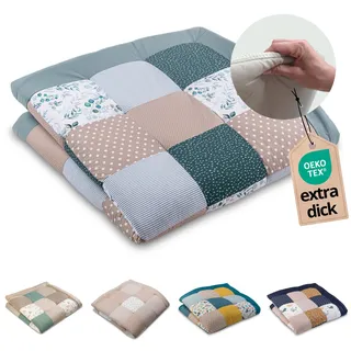 ULLENBOOM Krabbeldecke für Baby 140x140 cm - Dick und weich gepolstert | Außenmaterial: 100% Baumwolle, Alle Materialien OEKO-TEX zertifiziert, Made in EU, Schadstoffgeprüft und waschbar