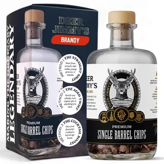 Deer Jimmy's® DIY Brandy Geschenkset – Brandy selbst Machen mit französischem Premium-Eichenholz aus den besten Brandyfässern – Tiefe Fassreifung für Jede Spirituose Männer