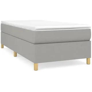 vidaXL Boxspringbettgestell Hellgrau 100/200 Cm Stoff , Textil , Strukturbuche , Sperrholz , Rechteckig , 100x200 cm , Schlafzimmer, Betten, Boxspringbetten