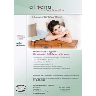 Allsana Sensitive Care Reiselaken 180x260 cm, weiß, Allergiker Milbenschutz, allergendicht