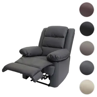 Mendler Fernsehsessel HWC-G15 Kunstleder, Leder 87 x 101 x 100 cm Grau mit Liegeposition