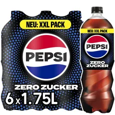 Pepsi Zero Zucker, Das zuckerfreie Erfrischungsgetränk von Pepsi ohne Kalorien, Koffeinhaltige Cola in der Flasche, EINWEG (6 x 1.75 l)