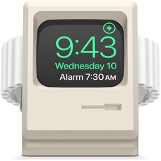 elago W3 Ladestation Ständer Kompatibel mit Apple Watch Serie 9, 8, SE2, 7, 6, SE, 5, 4, 3, 2, 1 Kompatibel mit Apple Watch Ultra 2 & 1 - Klassisches Monitor Design, Nachttischmodus (Klassisches Weiß)