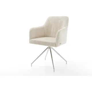 DELIFE Esszimmerstuhl Greg-Flex Cord Beige Kreuzgestell konisch Edelstahl Taschenfederkern - Beige