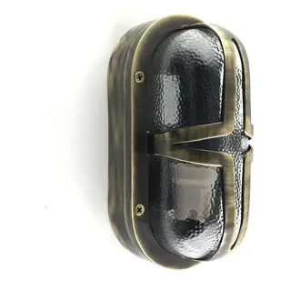 Kellerlampe Echt-Messing Glas B: 23 cm IP64 in Messing antik E27 Maritim Leuchte