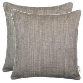 Brandsseller 2er Set Outdoor Kissen 45x45 cm – Wetterfeste Zierkissen mit Paspel in Leinenoptik – Wasserabweisende Gartenkissen & Dekokissen für draußen – Sofakissen für Balkon & Terrasse - Taupe