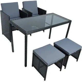 Sitzgruppe Gartenmöbel Set Rattanmöbel 4 Personen Polyrattan Gartenset Schwarz - Schwarz