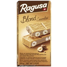 Ragusa Blond Tafel 100g – Weiße Schokolade mit karamellartigem Geschmack und ganzen Haselnüssen – Original Schweizer Schokolade (1 x 100g)
