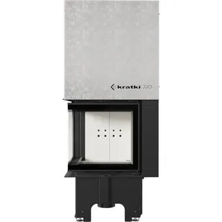 Kamineinsatz aus Stahl KRATKI VNL 480/480 8 kW Ø 200 mit Schiebetür - Schwarz
