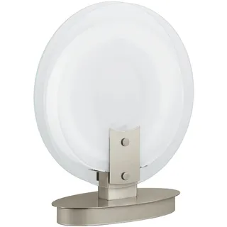 EGLO Tischlampe New Age, Nachttischlampe, Stahl in nickel-matt, Glas lackiert in weiss, klar