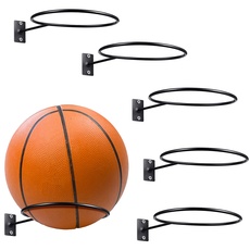 Blulu Wandmontage Ballhalter für Aufbewahrung Präsentation Universales Ball Regal Metall Ball Halter Schwarze Ball Wandhalterung für Basketball Fußball Volleyball (9,25 x 5,51 Zoll, 4)