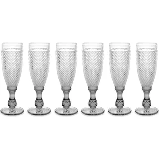 Vivalto Prosecco/Champagner Glaser - Glas - Satz 6x Stuck - 185 ml - Transparent, Dunkelgrau