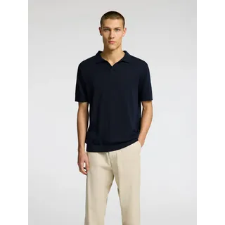 SELECTED HOMME Poloshirt »SLHMATTIS SS KNIT SUN OPEN POLO NOOS«, blau